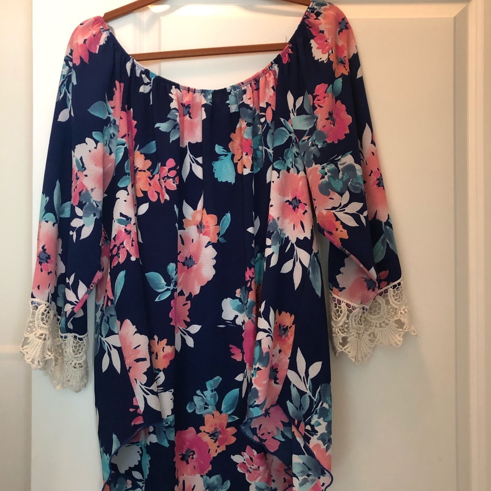 Off the shoulder floral shirt